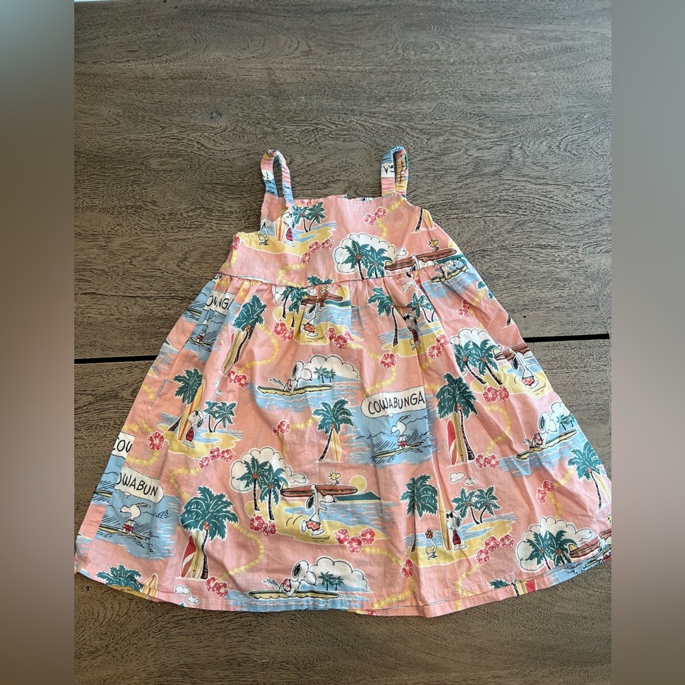 Reyn Spooner x Peanuts Girls Sundress Size 2 T Surfing Snoopy Back Zip
